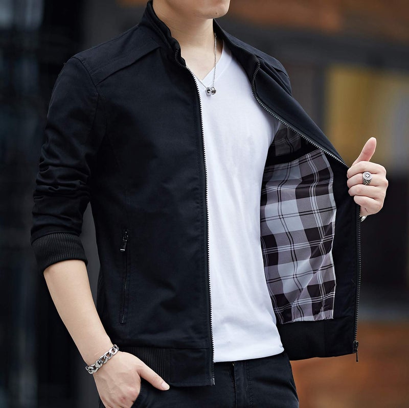 Womleys Mens Casual Windbreaker Outerwear Slim Fit Cotton Lightweight Jackets (X-Large, Black) - Image 3